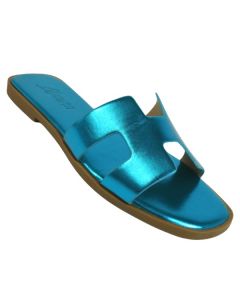 17992 WOMEN'S FLAT METALLIC SLIDE SANDAL