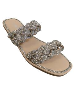 18028 WOMEN'S FLAT SANDAL WITH RHINESTONE DETAIL