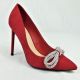 13414 WOMENS SUEDE PUMP WITH RHINESTONE BOW