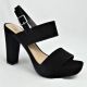 13445 LADIES SUEDE THICK HEEL TWO STRAP