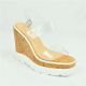 DELICIOUS WOMENS CASUAL ACRYLLIC STRAP CORK WEDGE