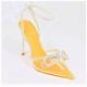 15570  ACRYLIC POINTED TOE PUMP WITH ANKLE STRAP AND RHINESTONE DETAIL