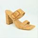 15577 WOMENS CORK HEELED SANDAL WITH BUCKLE DETAIL