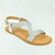 15585  WOMENS FLAT SANDAL WITH METALLIC WOVEN DETAIL