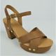 17207 - WOMENS WOOD PLATFORM SANDAL W/GOLD RIVETS