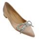 18023 WOMEN'S LOW HEEL DRESS FLAT WITH RHINESTONE DETAIL