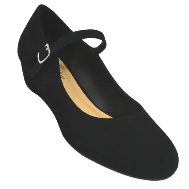 18145 WOMENS LOW WEDGE HEEL BALLET FLAT